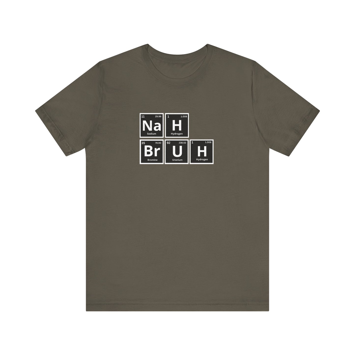 Funny Nah Bruh Science T-Shirt - Unisex Jersey Tee with Periodic Table Elements Design - Perfect Gift for Science Lovers