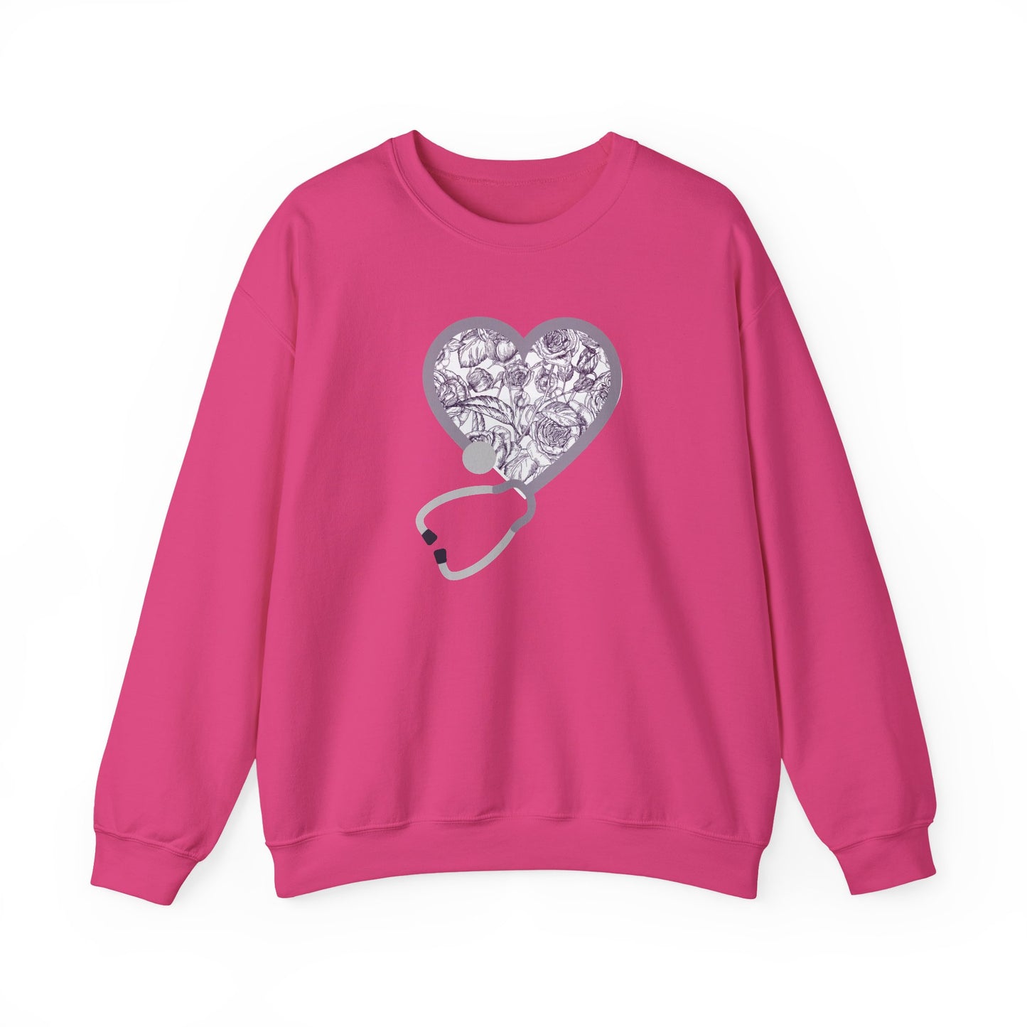 Nurse Toile Floral Gray Heart Sweatshirt, Stethoscope Sweatshirt, Nurse Chinoiserie, Gift For Nurse, Healthcare Worker, Nurse Appreciation