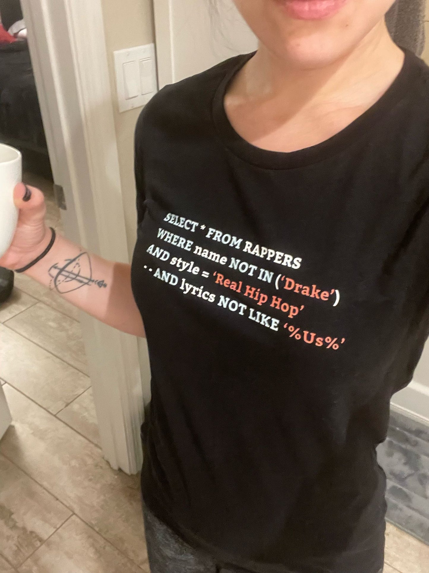 Hip Hop Lyrics SQL Graphic Boyfriend Tee - Funny SQL T-Shirt – Programmer Gift – Coding Shirt for Developers – Software Engineer Shirt - Boyfriend Tee