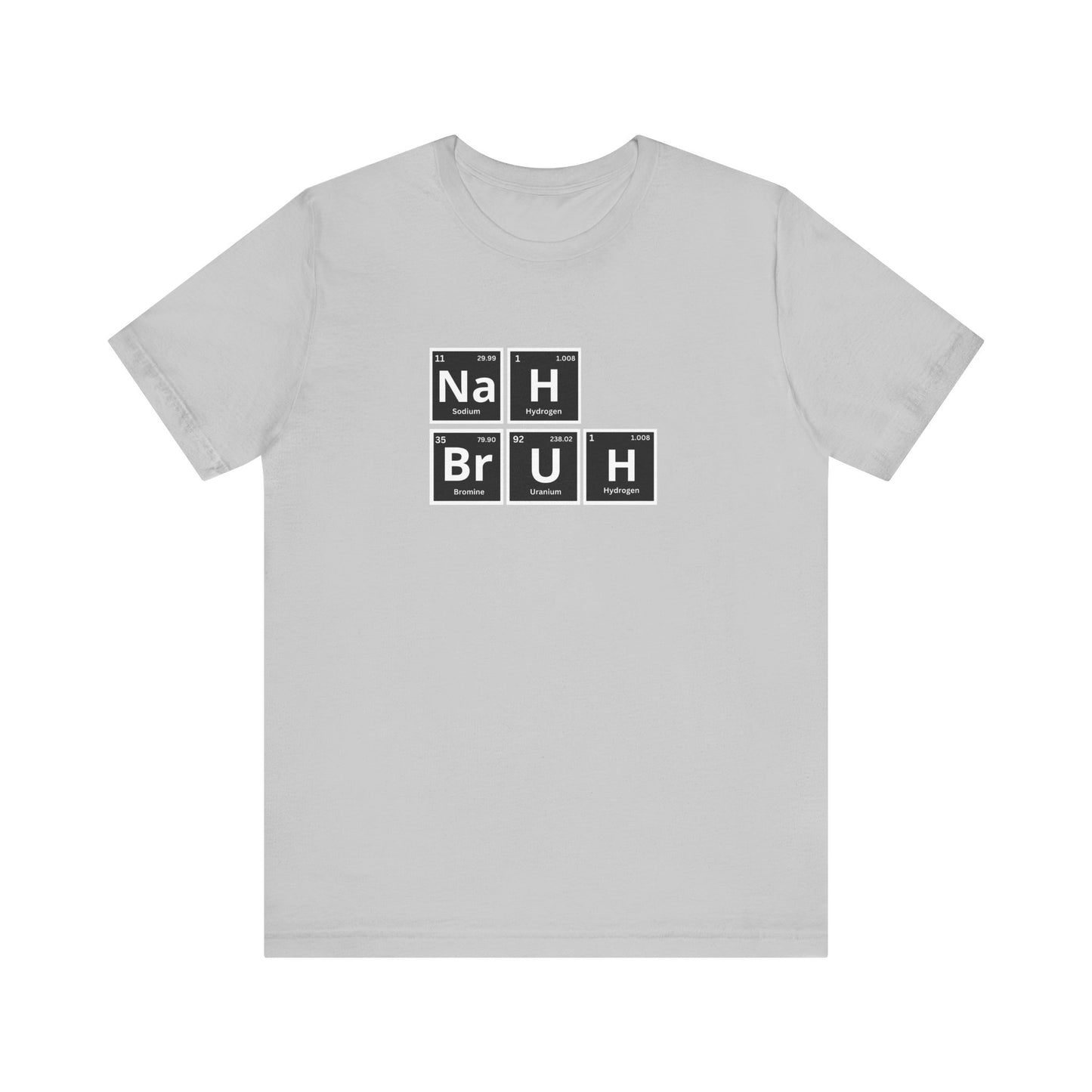 Funny Nah Bruh Science T-Shirt - Unisex Jersey Tee with Periodic Table Elements Design - Perfect Gift for Science Lovers