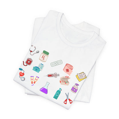 Nurse Life T-Shirt – Medical Tools Graphic Tee – Cute RN Shirt for Women – Hospital Nurse Gift – Healthcare Worker Apparel – Nursing School Tee - Perfect Gift for Healthcare Workers